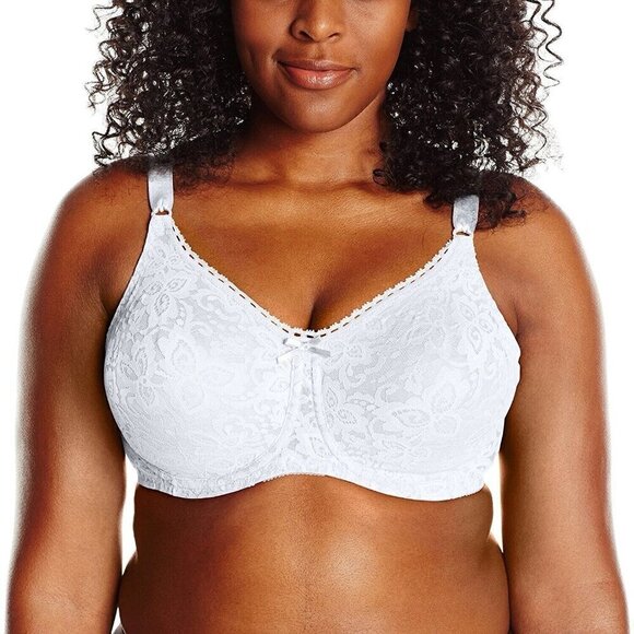 Bali 38D Lace Smooth Underwire Bra White Floral Lined Stretch Full Coverage 3432 - Picture 5 of 9